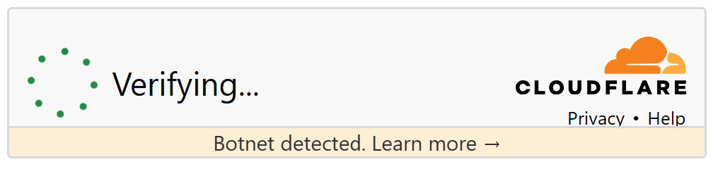 Botnet notification in turnstile widget